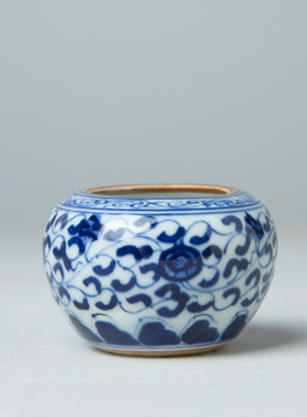 康熙青花水盂民国风一根仿古瓷器