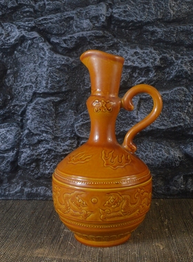 清乾隆黄釉摆件古董古玩