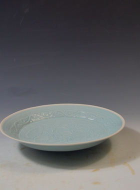 仿古瓷器 柴窑南宋定窑青釉印花盘 菜盘 大盘 古董古玩老货旧货