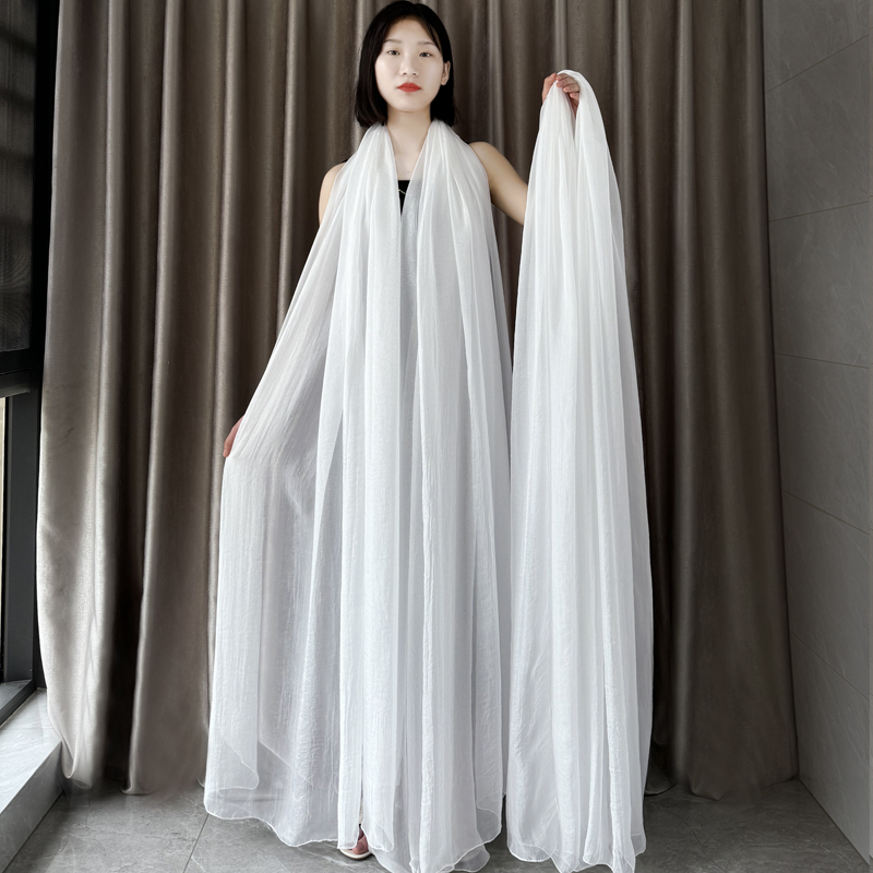 纯白色长款围巾女纱巾超大白丝巾春秋防晒百搭夏季广场舞妈妈披肩