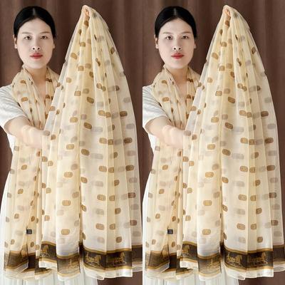 秋冬波点高档纱巾洋气新款丝巾