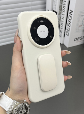 三只鱼【时尚液态硅胶纯白色支架】适用华为mate80rs非凡大师mate80/70pro手机壳新款简约防摔保护套男女气质