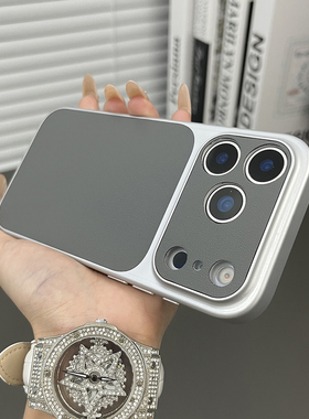 三只鱼【创意个性素皮纹深灰色】适用苹果17/16/15/14promax17/16pro手机壳新款商务ipone防摔全包保护套男女