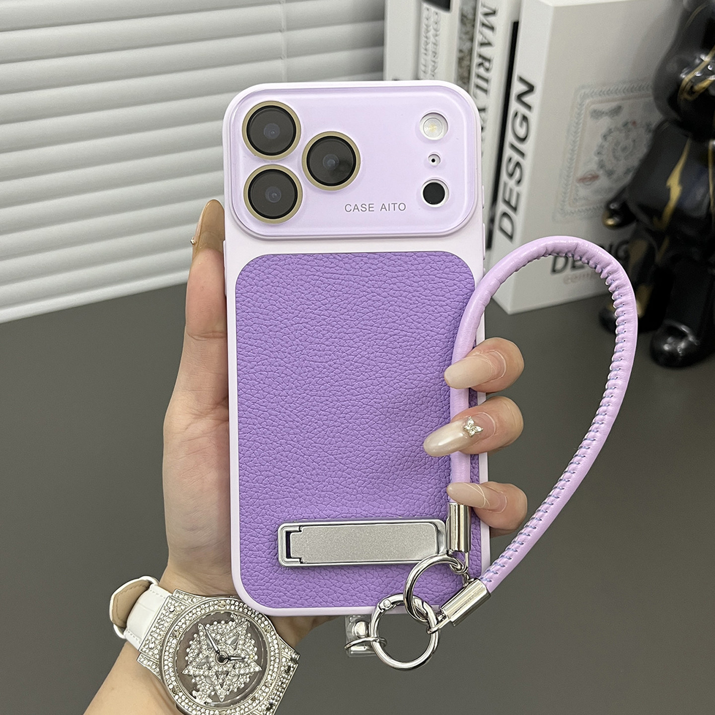 三只鱼【网红荔枝皮纹香芋紫手提绳】适用苹果17/16/15promax手机壳新款ipone镜头膜轻奢防摔全包保护套男女,3C数码配件,手机保护套/壳,淘宝优惠券,粉丝福利购,淘宝优惠卷