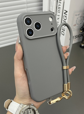 三只鱼【高档液态硅胶磁吸深灰色手提绳】适用于苹果17/16promax手机壳新款防摔ipone个性防摔全包保护套男女