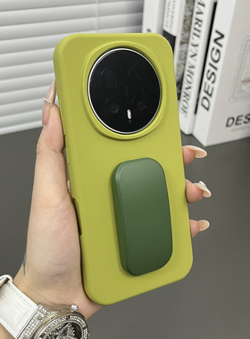 三只鱼【森系肤感液态硅胶豆蔻绿支架】适用荣耀magic8/7/6pro/x70/60手机壳新款复古防摔潮牌全包保护套男女