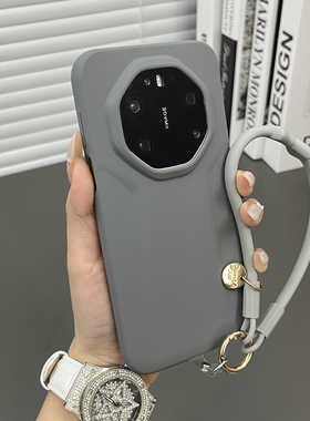 三只鱼【轻奢液态硅胶碳灰色手提绳】适用于华为mate80rs非凡大师80/70pro手机壳新款气质防摔保护套男女网红