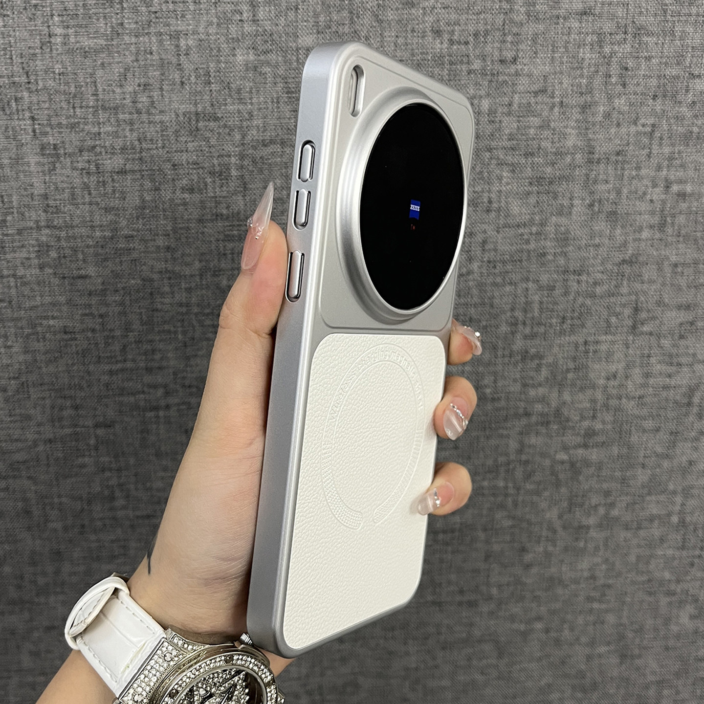 三只鱼【高档荔枝皮纹磁吸典雅白】适用vivox300ultra/x300/200p手机壳新款气质奢华防摔全包保护套男女时尚