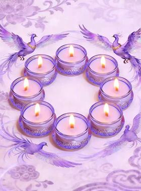 紫色聚宝盆香薰蜡烛古风熏香摆件祈福持久留香扩香新年求好运礼物