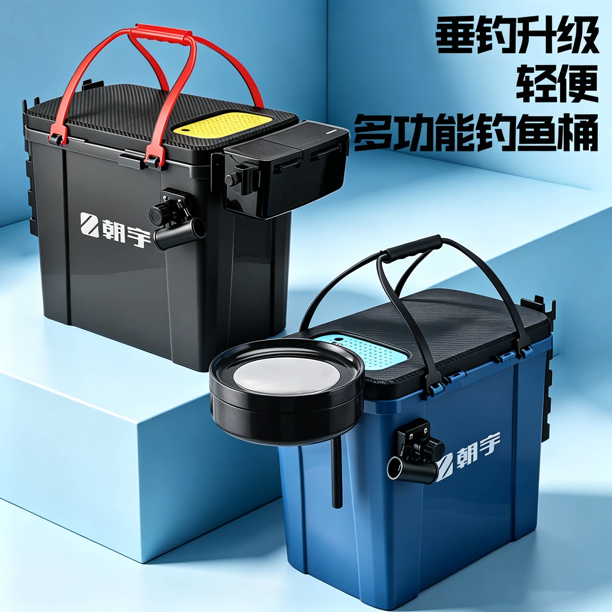 朝宇便携钓鱼桶可坐单层钓箱超轻鱼桶多功能全套钓桶垂钓台钓箱