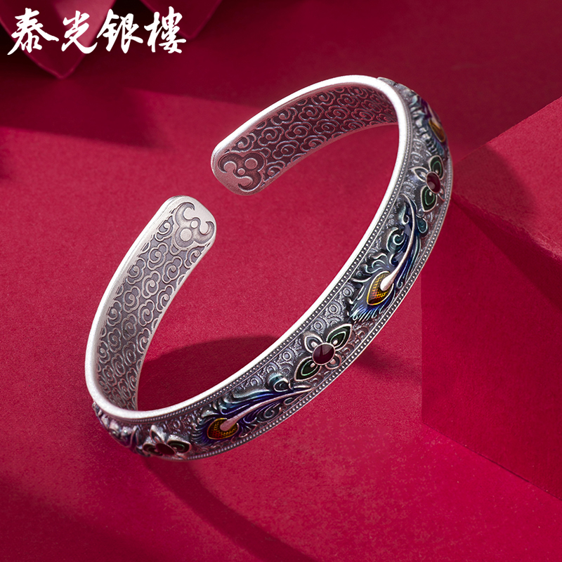 泰光银楼大师设计凤羽如意银手镯