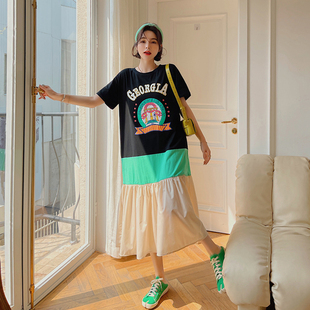 加大码胖mm连衣裙巨显瘦宽松遮肚子裙子夏天短袖洋气2025年新款夏