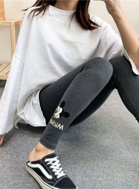 胖mm黑色打底裤女外穿加绒加厚纯棉大码显瘦200斤长裤秋季女裤子