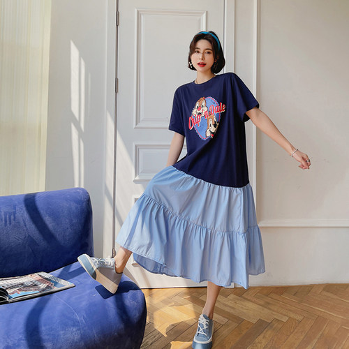 胖mm炸街遮肚连衣裙2026夏季新款纯棉遮肉显瘦200斤大码短袖长裙