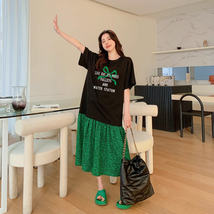 加大码胖mm连衣裙巨显瘦宽松遮肚子裙子夏天短袖洋气2025年新款夏