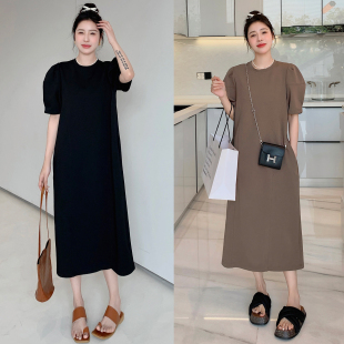 过膝连衣裙微胖显瘦 裙子2025新款 夏季 女气质简约高端品质大码 女装