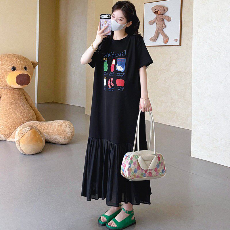 慵懒风假两件拼接连衣裙女夏宽松显瘦大码长裙设计感2026新款女装