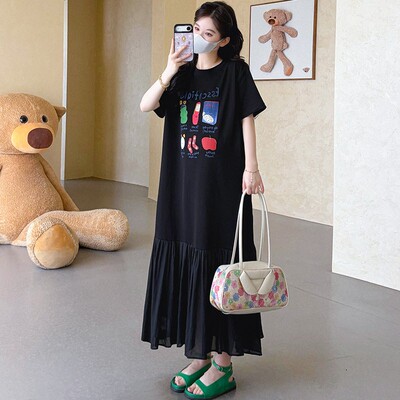 慵懒风假两件拼接连衣裙女夏宽松显瘦大码长裙设计感2026新款女装