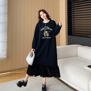 初秋新款2026秋冬加绒加厚胖mm大码女装法式裙摆卫衣裙长款200斤