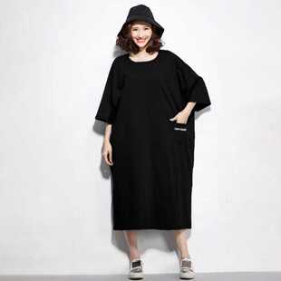 连衣裙女夏高级感大码女装胖mm遮肚子t恤裙2026新款夏装200斤显瘦