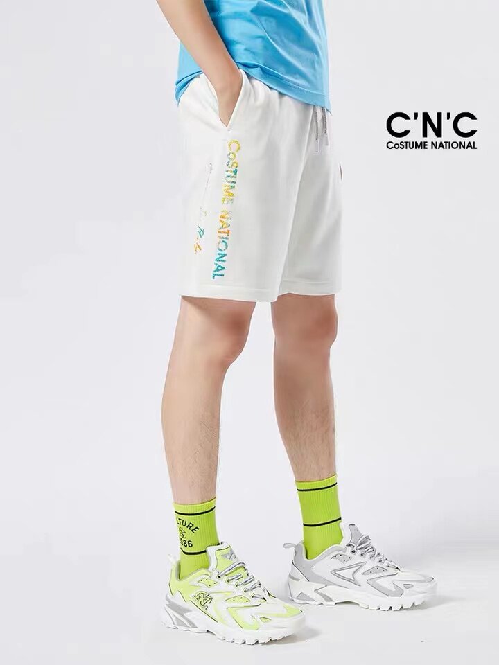 CNC23春夏新款轻奢条纹织带刺绣休闲短裤  美式高街70BX