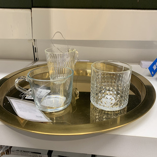 宜家 托盘家用放茶杯水杯茶盘 客厅杯子托盘圆形简约创意水果餐盘