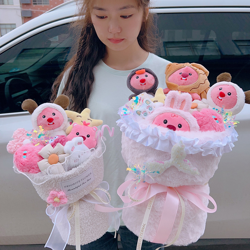 可爱海狸露比毛绒公仔花束女礼物