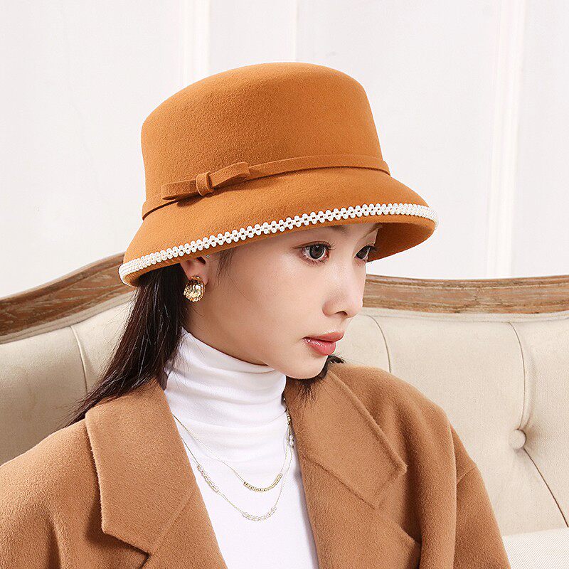 诗丹凯萨2026新款羊毛帽子女秋冬季小礼帽女英伦时尚逛街盆帽保暖