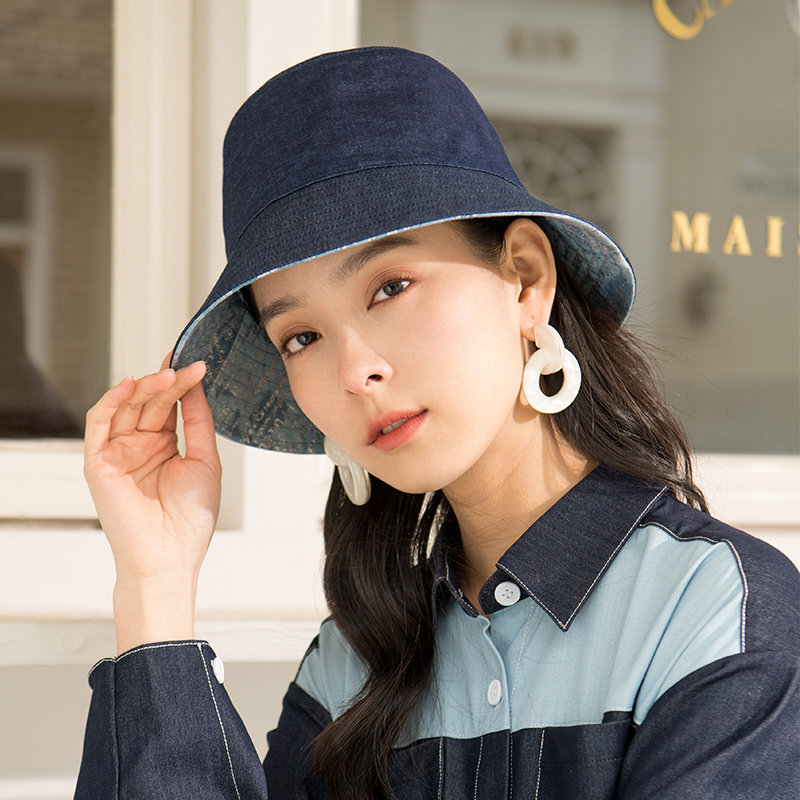 诗丹凯萨渔夫帽子女夏季时尚潮出游遮阳女休闲逛街太阳盆帽女牛仔