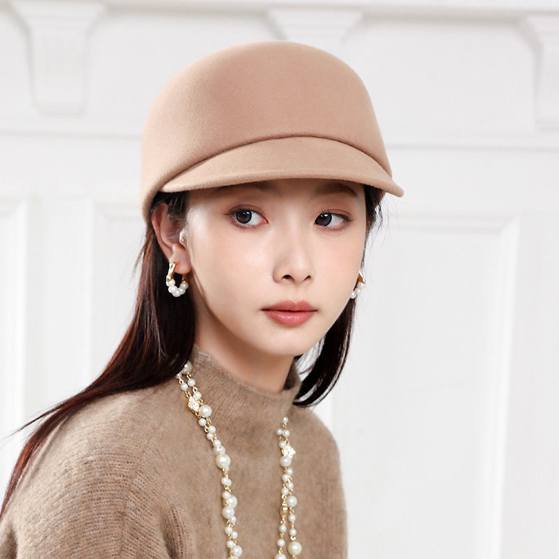 诗丹凯萨2025新款帽子女秋冬羊毛呢小礼帽女英伦时尚骑士帽女逛街