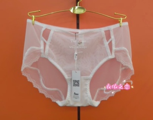 简丝蕾00752刺绣字母性感网纱蕾丝镂空诱惑中腰包臀舒适三角内裤