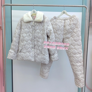花丛丽影正品2025新款女士325912164羽绒棉印花夹棉家居服睡衣