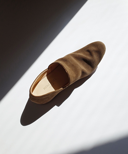 原创设计师牛皮手工简洁一脚蹬单鞋 Chouette翻毛牛皮棕 WORK HOME