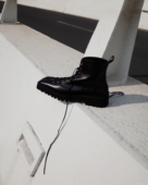 HOME WORK原创设计师方头牛皮系带靴子复古厚底手工短靴女