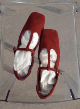 HOME WORK原创设计手工制作法式优雅复古丁字方头超软皮玛丽珍