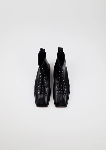 Домашняя работа 18/AW Collection Cube Cube Tie Tie Decorative Simple Flat Boots Black