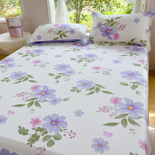 小清新紫花纯棉床单单件100全棉被单1.2m学生宿舍1.5m1.8米双人床