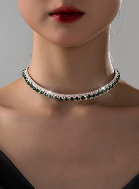 精致时尚水晶宝石闪钻锁骨颈链女