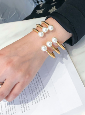 欧美风不规则闭合街拍宽边手镯