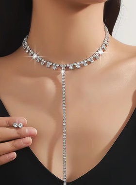 人造水晶玻璃合金水波链女项链