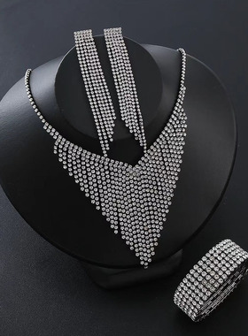 水晶合金水波链女新娘饰品项链