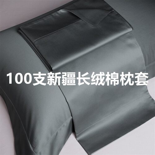 匹马棉100支新疆长绒棉枕套全棉纯棉枕头套纯色一对装家用床品