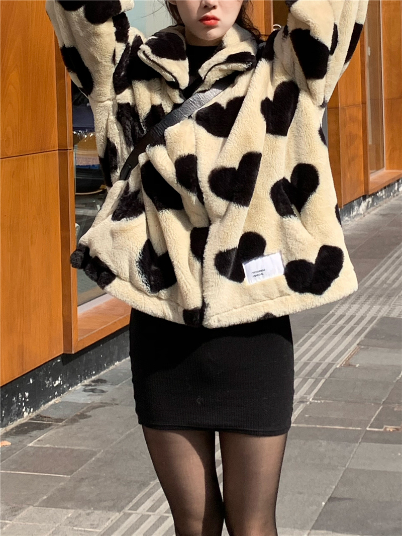 Real price lambskin coat lovers love lamb wool loose cotton clothing lining silver fox fleece warm