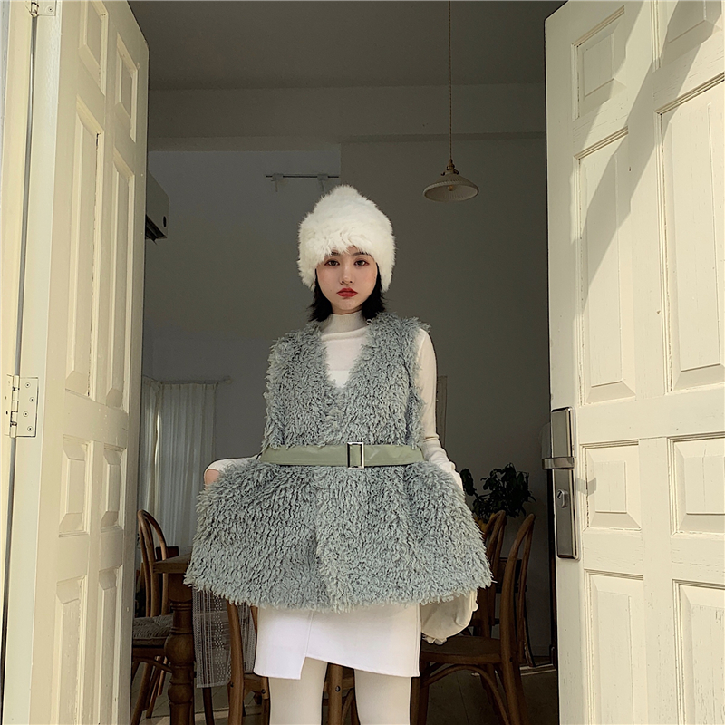 Real price girlfriends' green woolly coat thickened + waistcoat waistcoat