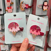 韩国pretty 现货 hairpin可爱发饰细闪亮闪冰淇淋鸭嘴夹发夹