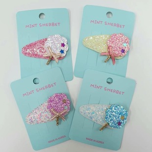 【清仓】韩国pretty hairpin发饰星星蝴蝶结冰淇淋细闪发夹边夹