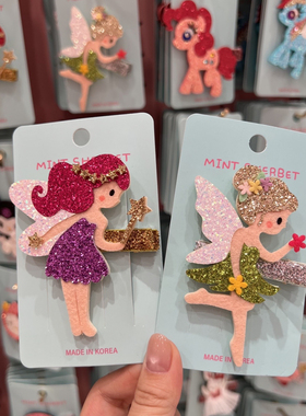 【现货】韩国pretty hairpin细闪花仙子仙女棒鸭嘴夹边夹发卡