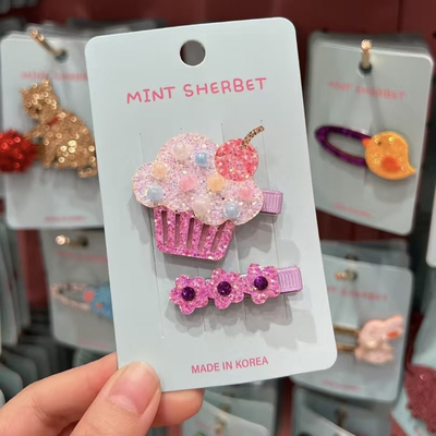 细闪甜甜圈雪糕杯子蛋糕边夹发夹