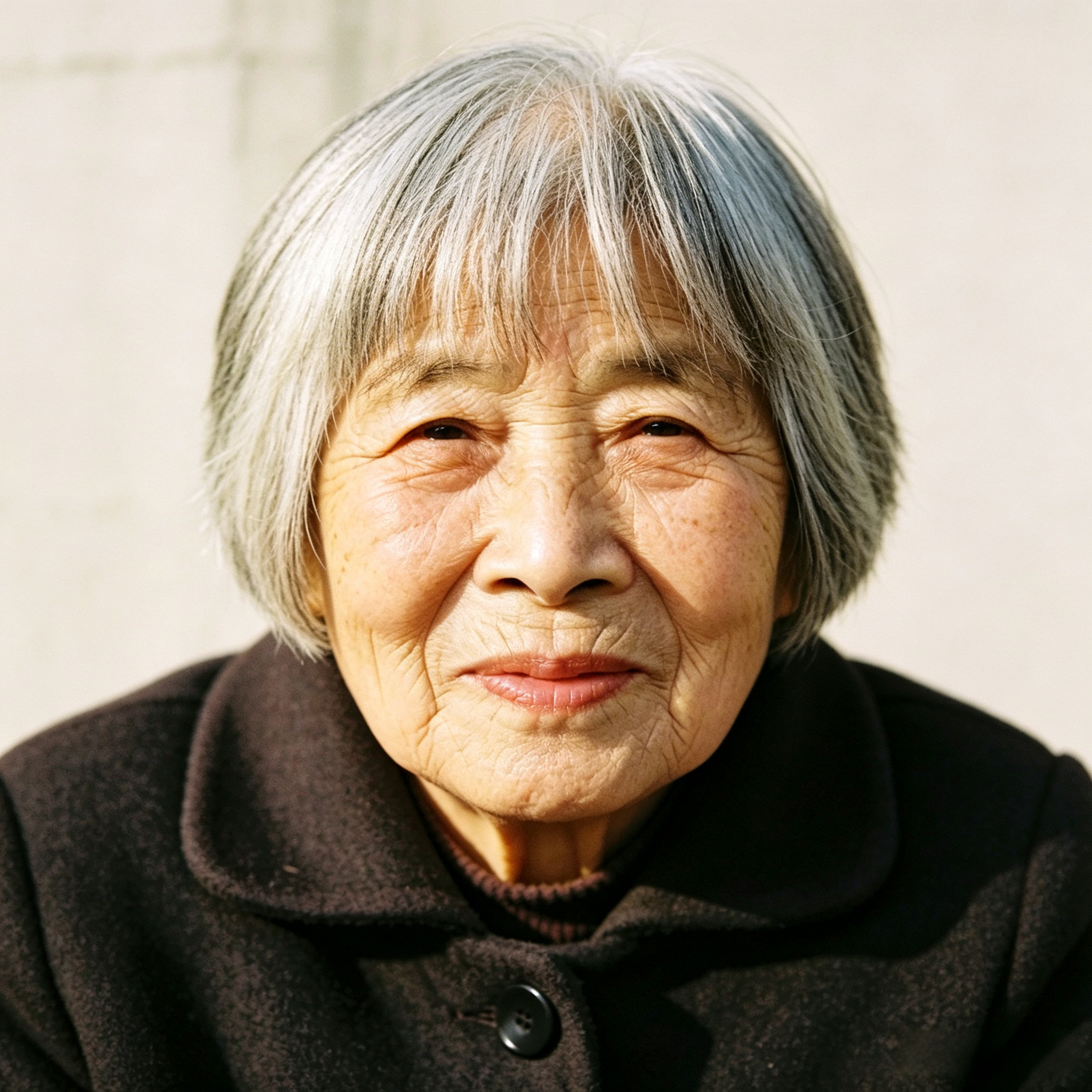 老年女士假发老奶奶花白假发遮耳中长直发圆脸妈妈真发短波波发套