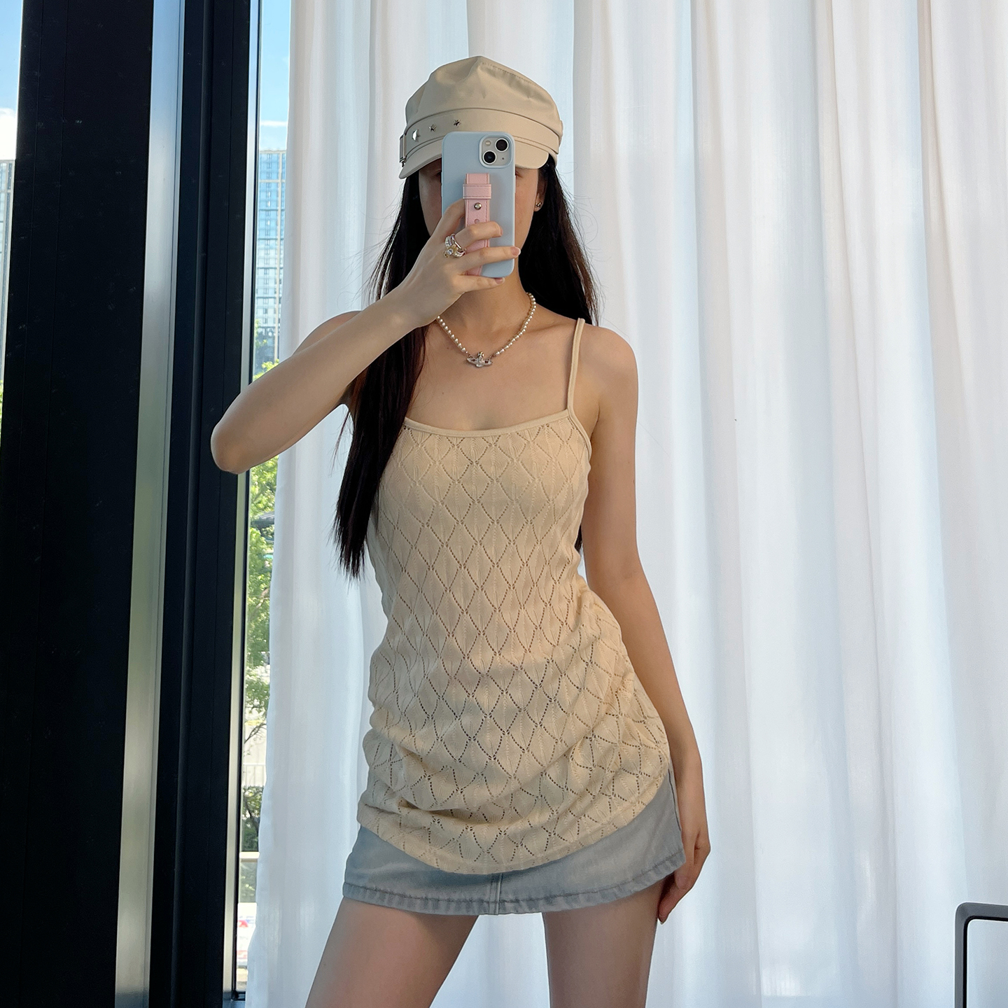 【华美吊带】澳洲出口原单 夏装新款 度假风 屁帘 mini裙镂空背心